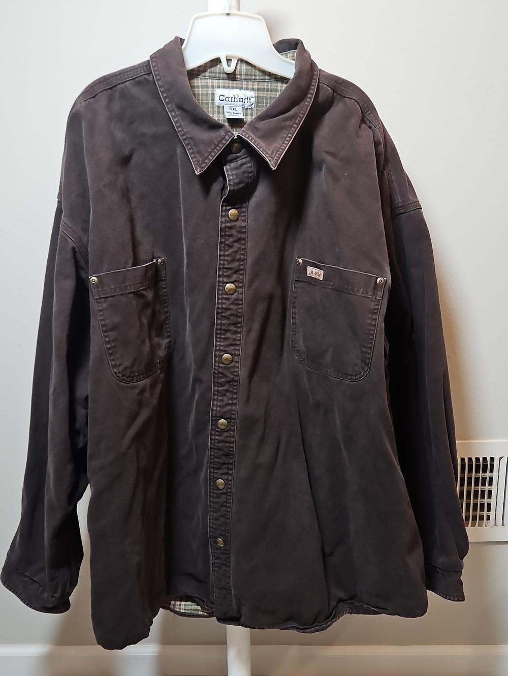 Carhartt 4XL Men's Dark Brown Snap-Front Work Shirt